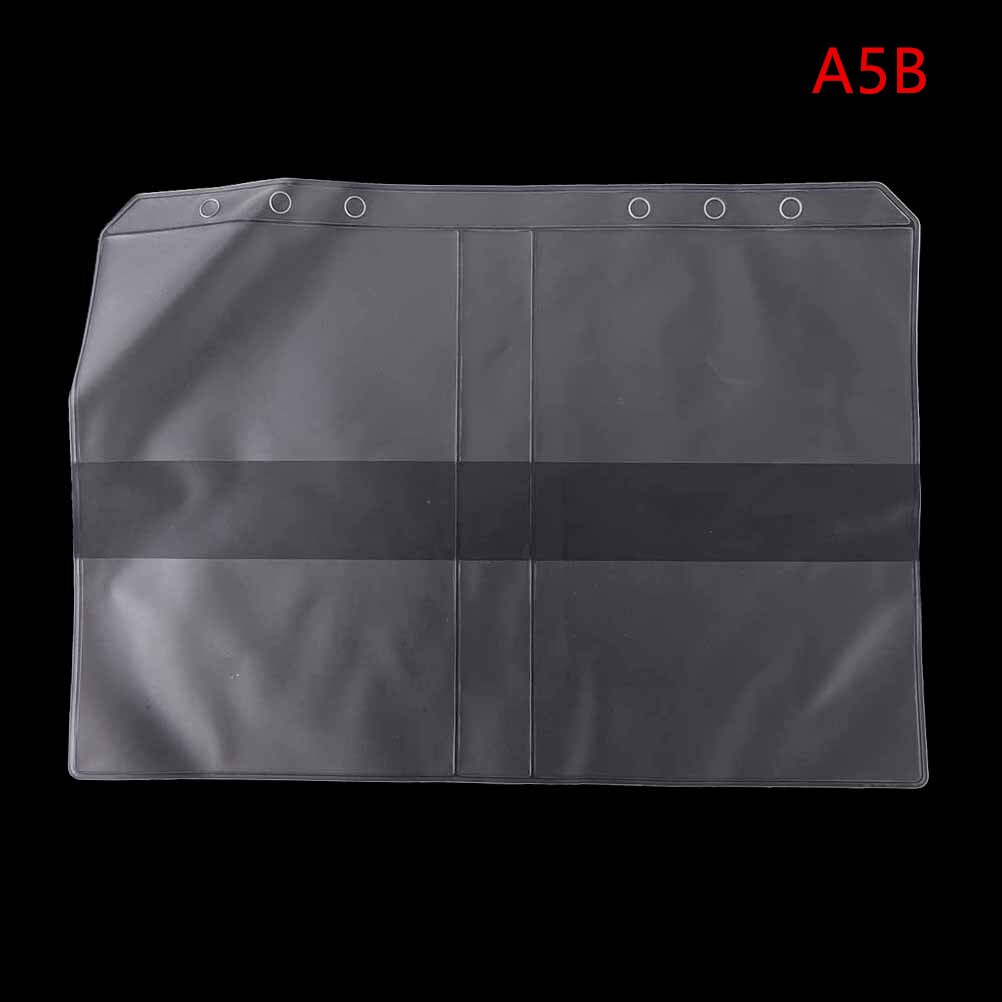 A5/A6 PVC Transparent Zip Lock Envelope Binder Pocket Refill Organiser Stationery for 6 Holes: A5B