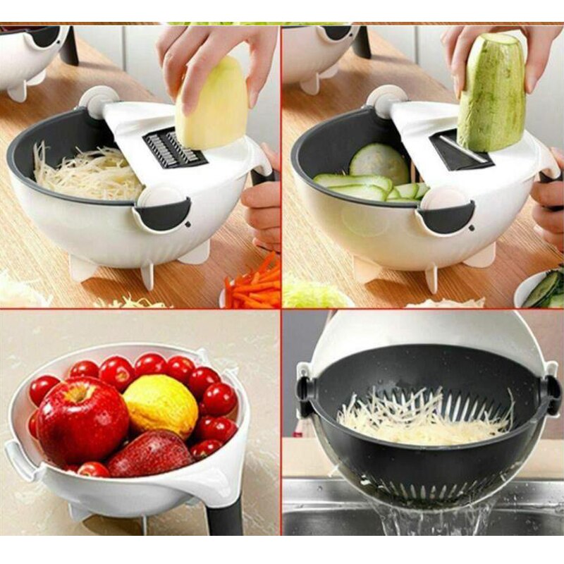 9 In 1 Mandoline Slicer Groentesnijder Met Scherpe Messen Verstelbare Handmatig Draaien Groente Cutter Snijden Keukengereedschap