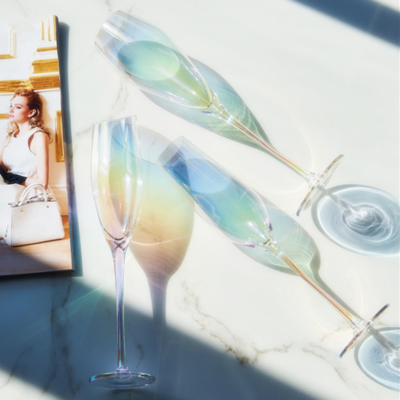 Regnbue bæger farverige krystal champagneglas farvede vinglas ionbelagte glas festglas en række forskellige stilarter