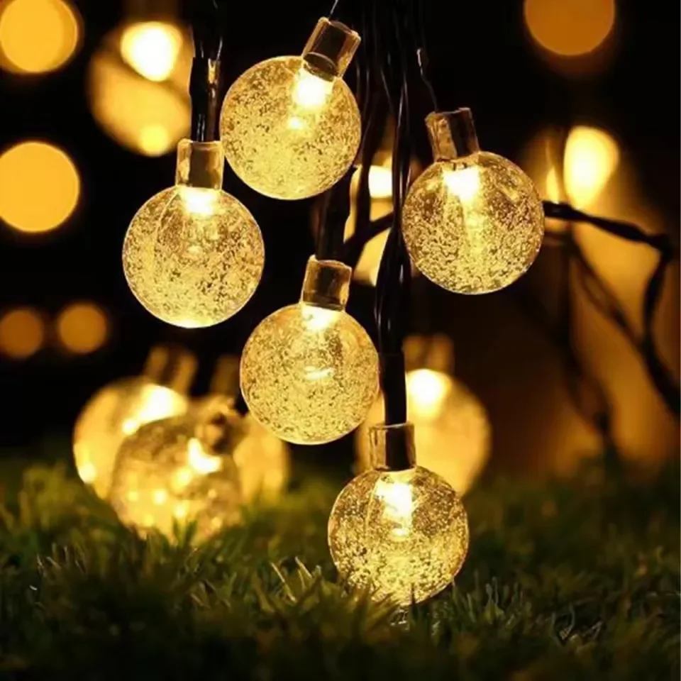 Solar Bubble Ball Light Lichtslingers Outdoor Crystal Globe LED Kerstverlichting Tuinfeest Pasen Kerst Bruiloft Decoraties: Moon Blue / 16-20W