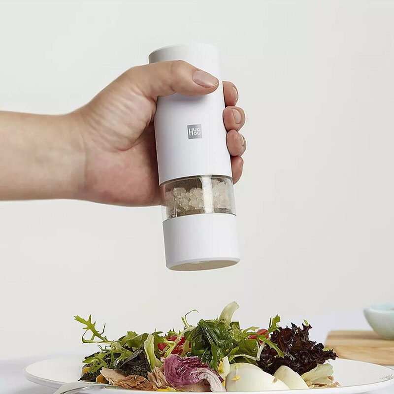 Huohou Electric Automatic Mill Pepper and Salt Grinder LED Light 5 Modes Peper Spice Grain Porcelain Grinding Core Mill Kitchen