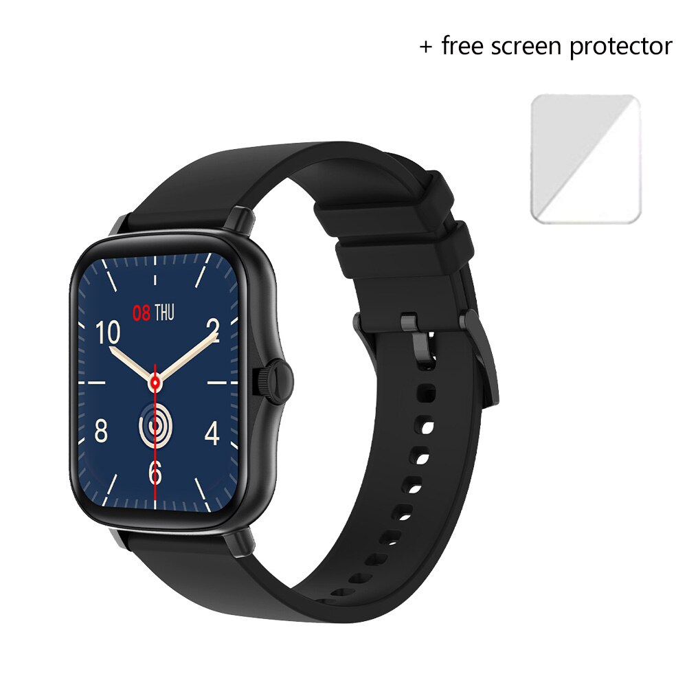 Reloj inteligente Y20 P8 Plus para hombre y mujer, dispositivo completamente táctil de 1,7 pulgadas, resistente al agua IP67, GTS 2, Android e IOS: Black