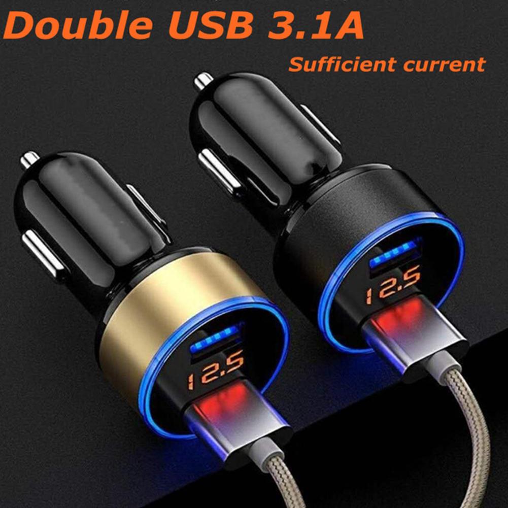 Universele Draagbare Dual Usb Led Digitale Display Quick Charge 5V 3.1A Adapter Auto Accessoires