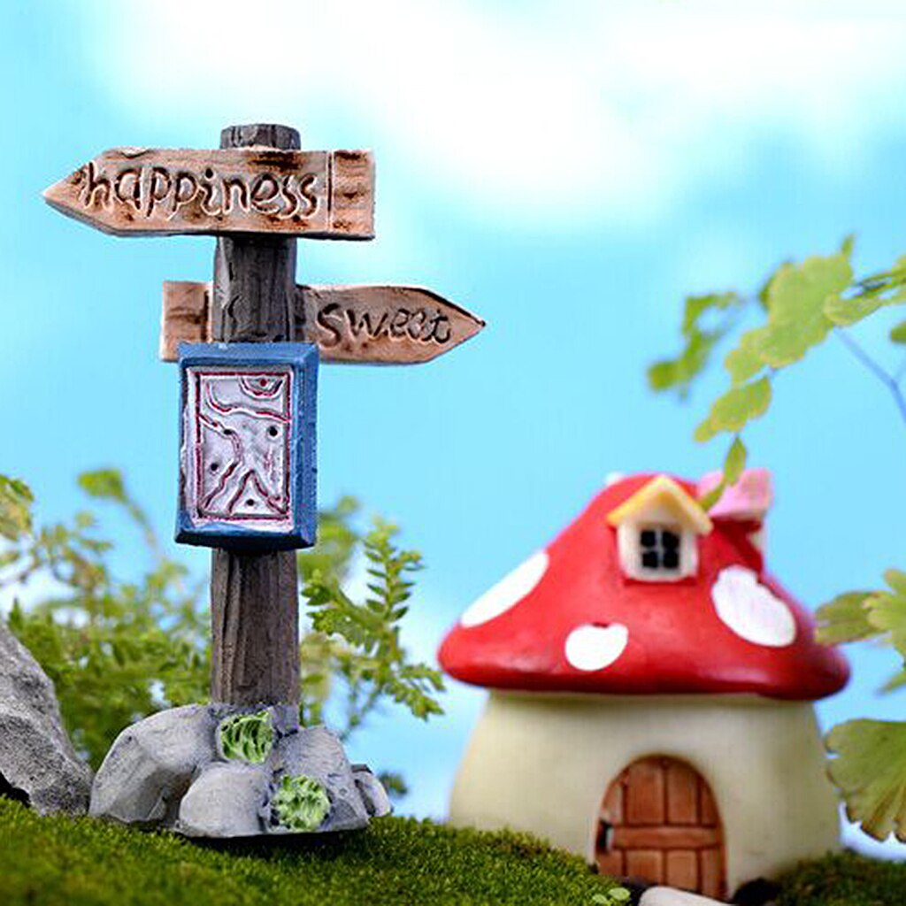 Miniature Happiness Signpost Bonsai DIY Crafts Fairy Garden Landscape Decor