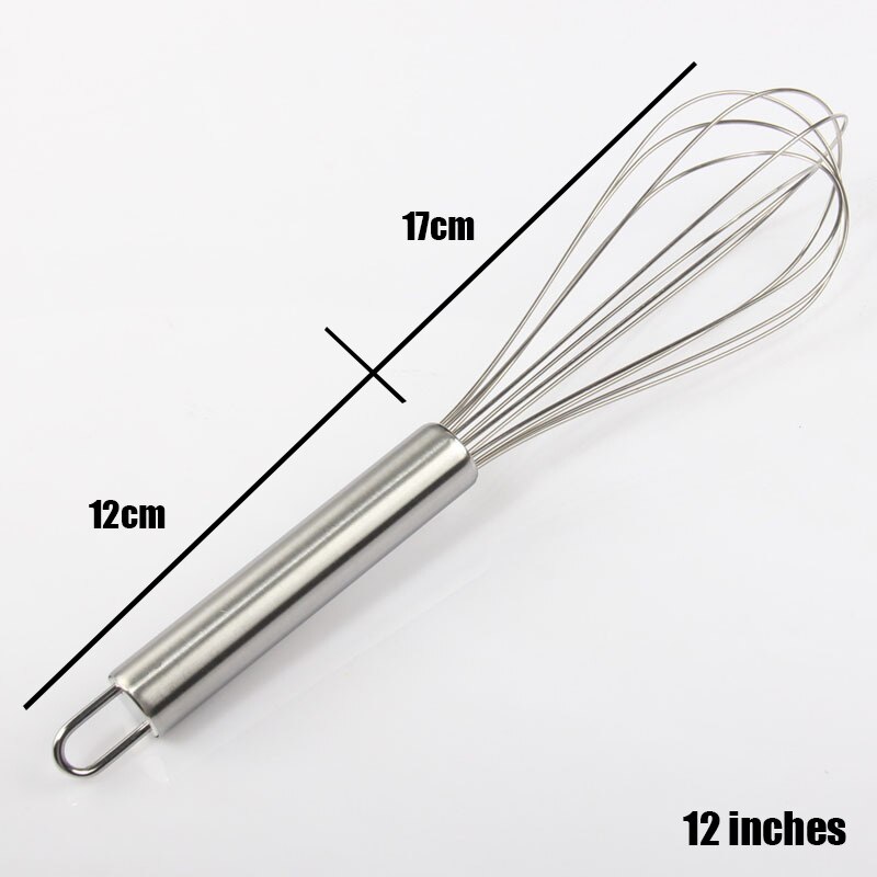 Batidor manual de acero inoxidable 1 uds, Batidor de huevos, Batidor manual, utensilios de cocina, mezclador de mantequilla, Batidor de huevos: 12in
