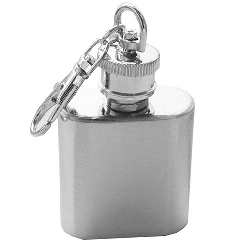 1 oz Mini Pocket Rvs Heupfles Alcohol Flagon met Sleutelhanger Silver Tone Sleutelhanger Fles voor mannen