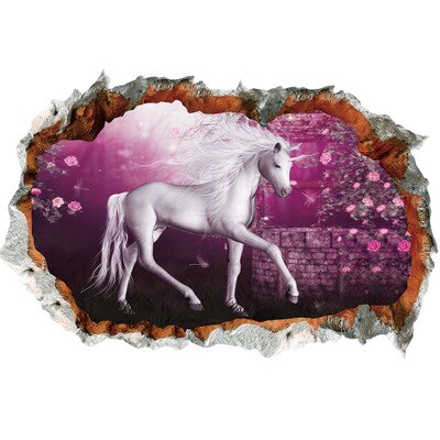 3D White Unicorn Wall Stickers For Kids Rooms Living Room Vinly Wall Decals Baby Bedroom Decorative Stickers Muursticker: Yellow
