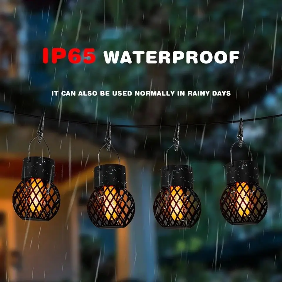1-6 stuks LED buiten vlameffect hangende lantaarn uit waterdichte tuindecoratie lamp zonne-fee licht voor patio tuin tuin
