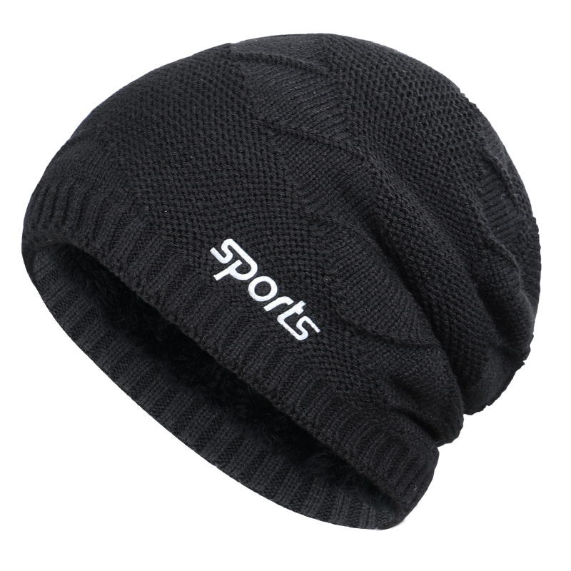 Vinter dame kasket herre kasket far hat sport unisex gorras populære mandlige skullies varm tyk hække kasket 2 stk sæt: Sort -2