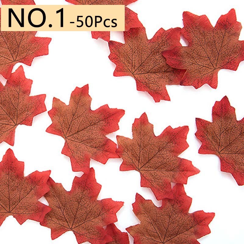 50 Teile/satz Ahorn Blätter Künstliche Simulation Blätter Halloween Herbst Blätter Weihnachten Hochzeit Tisch Dekorationen Thanksgiving Tag: 01