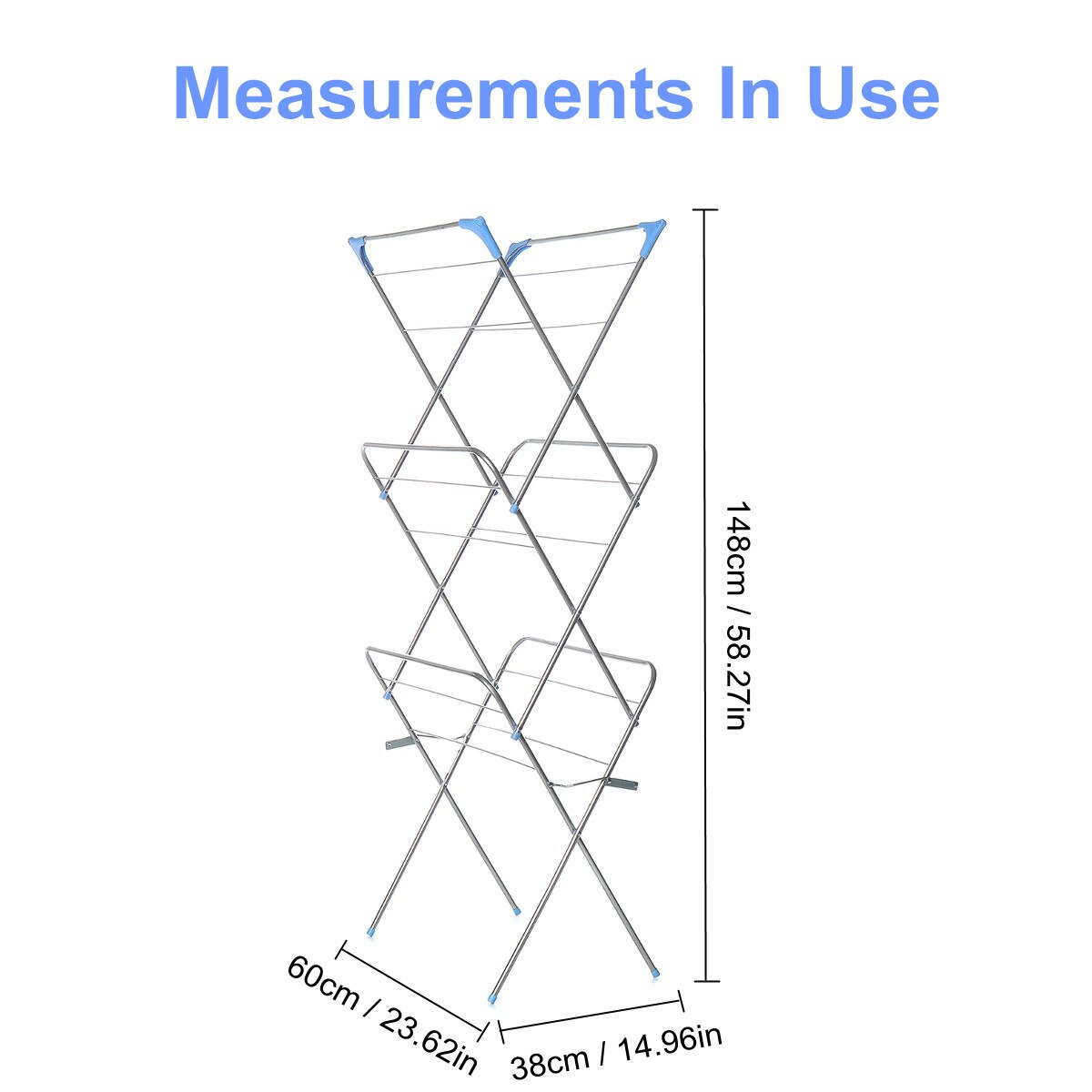 3 Layers Floor-Standing Clothes Drying Rack Hangers Foldable Clothes Airer Iron Durable Clothes Drying Airer Rack Home Decor