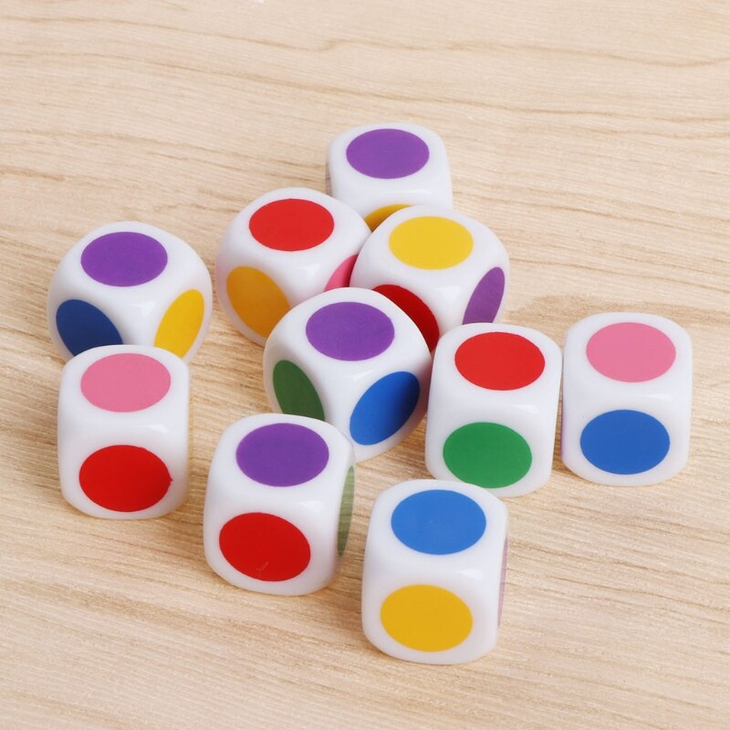 10Pcs 15Mm Multicolor Acryl Cube Dice Kralen Zes Zijden Draagbare Tafel Games Speelgoed