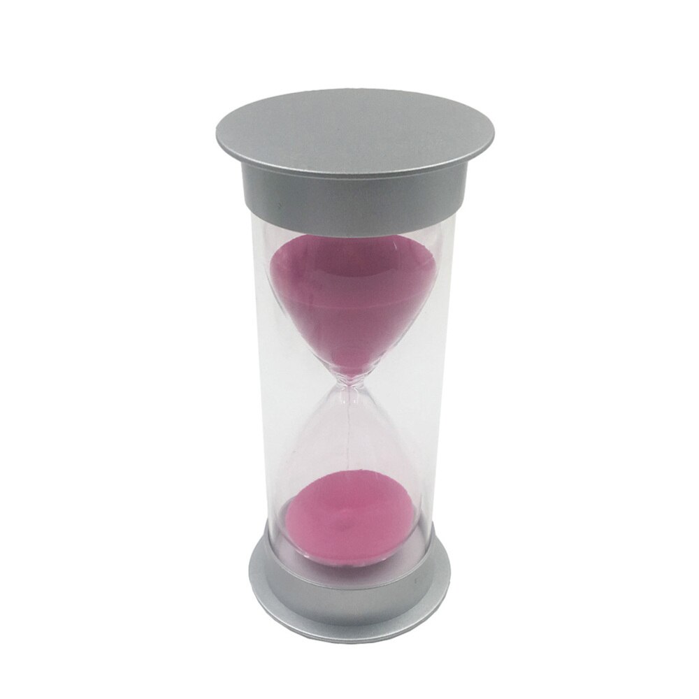 Simple Cylinder Sand Hourglass 5 Minutes Sand Timer Sandglass Hourglass (Silver and Blue): Pink