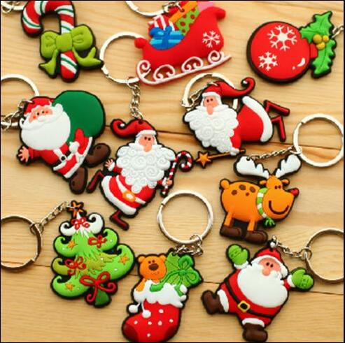 50 stk jul barn nøglering julemanden barn pvc nøglering juletræ dekoration taske vedhæng souvenir