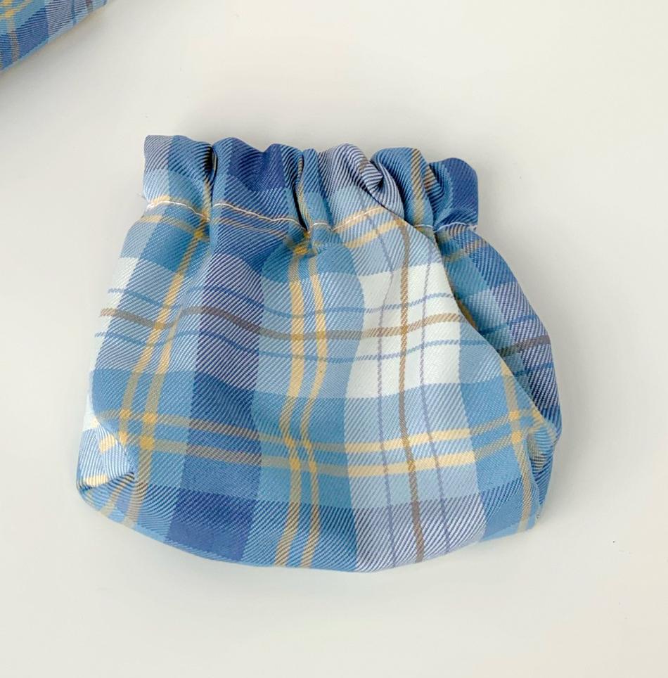 Portamonete Vintage giapponese semplice Mini Plaid retrò Plaid carino Mini custodia per ragazze borsa per donna Mini astuccio a contrasto: Blue Yellow 1