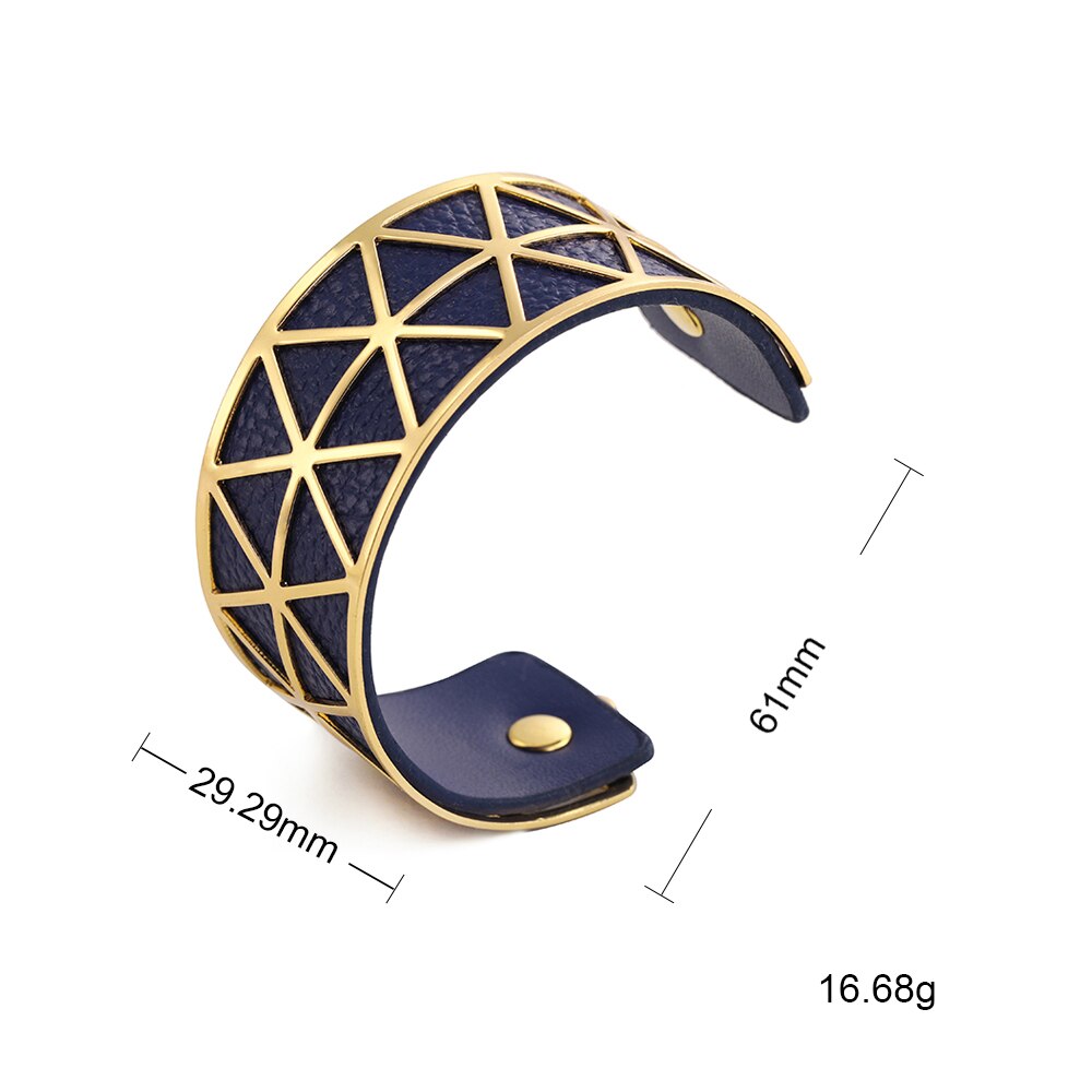 Teamer, pulsera hueca de cuero de PU, brazalete de Georgette, joyería india, Manchette para mujer , bisutería de muñeca para hombres: 8