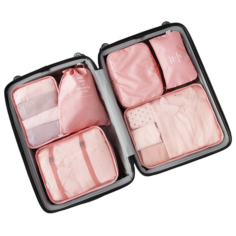 6Pcs/Set Waterproof Travel Bag Suitcase Packing Set Storage Organizer Portable Luggage Organizer Case Clothes Shoe Tidy Pouch