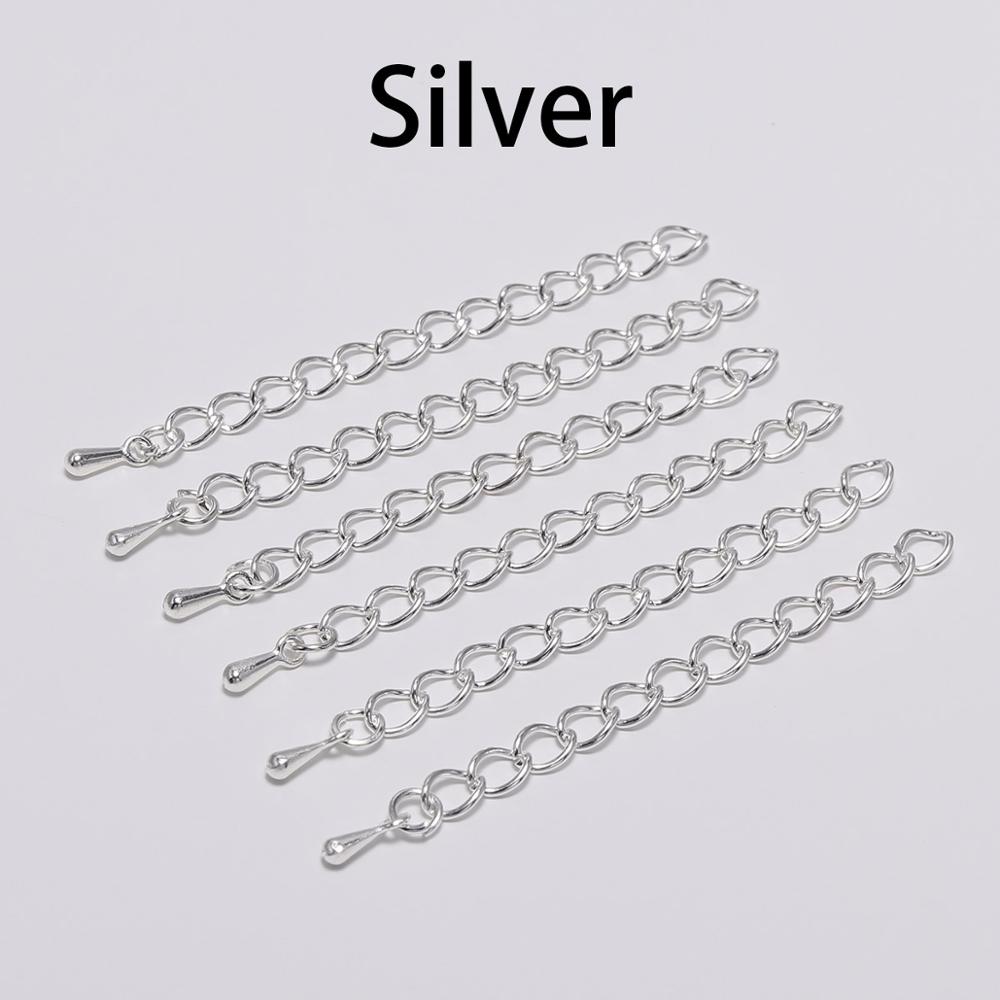 20 stks/partij 50-70mm Uitgebreide Uitbreiding Staart Keten Connectors Water End Kralen Voor DIY Sieraden Maken armband Ketting: S / Zilver