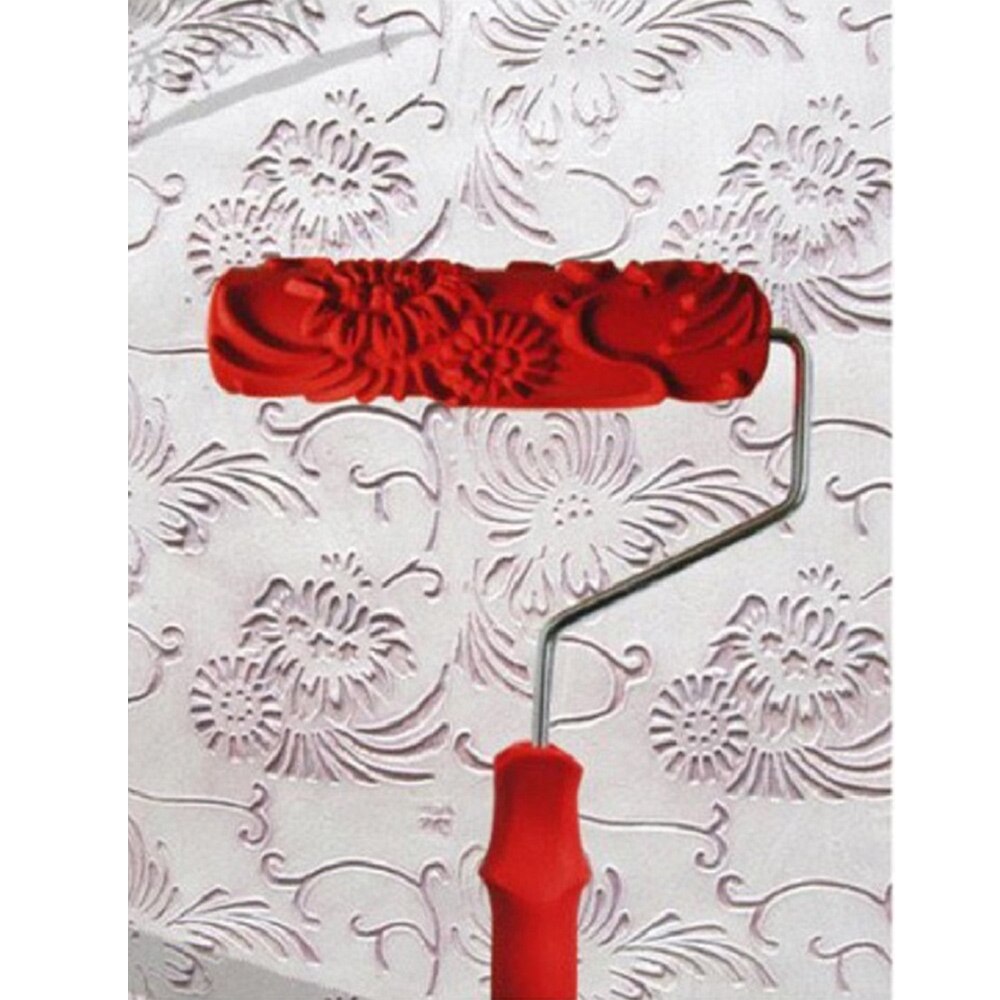 Embossing Paint Roller Floral Texture Pattern Painting Roller Sleeve Brush with Handle Wall Ceiling Decoration DIY Wall Art Tool