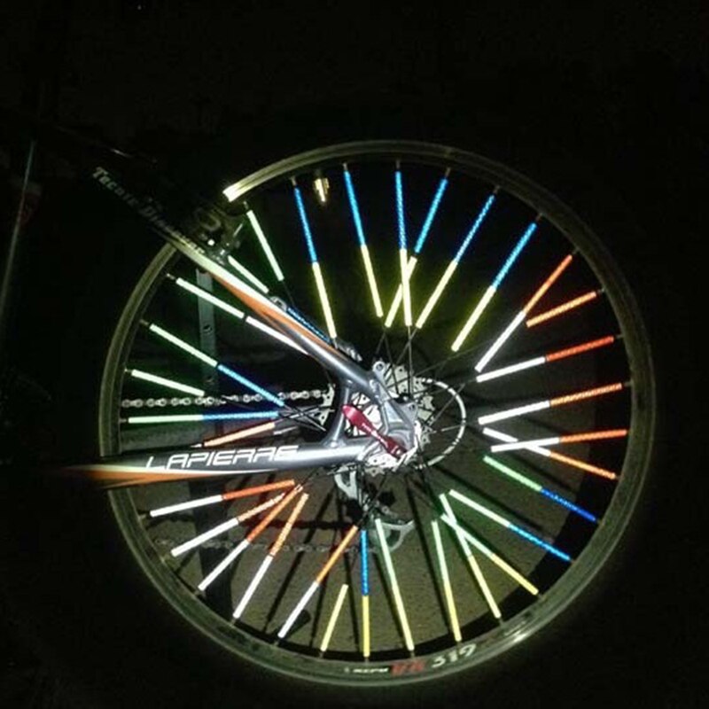 12 stk sykkel terrengsykkel ridehjul felg eiker feste klips rør varsellys stripe reflektor reflekterende utendørs 75mm