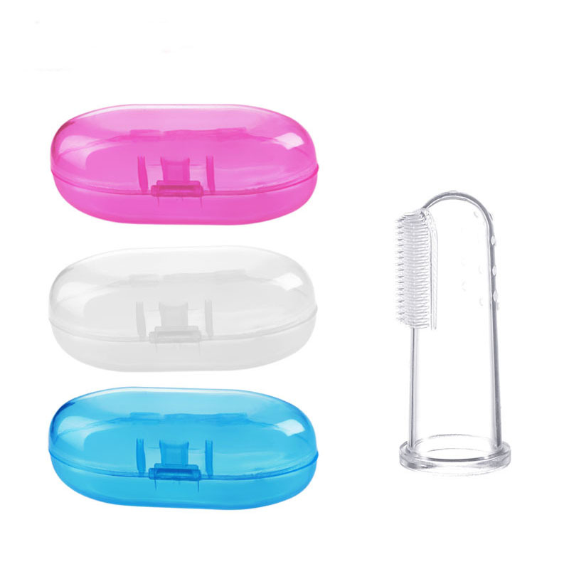 Baby Vinger Tandenborstel Silicon Tandenborstel + Box Kinderen Tanden Clear Soft Silicone Baby Tandenborstel Rubber Schoonmaken Baby Borstel