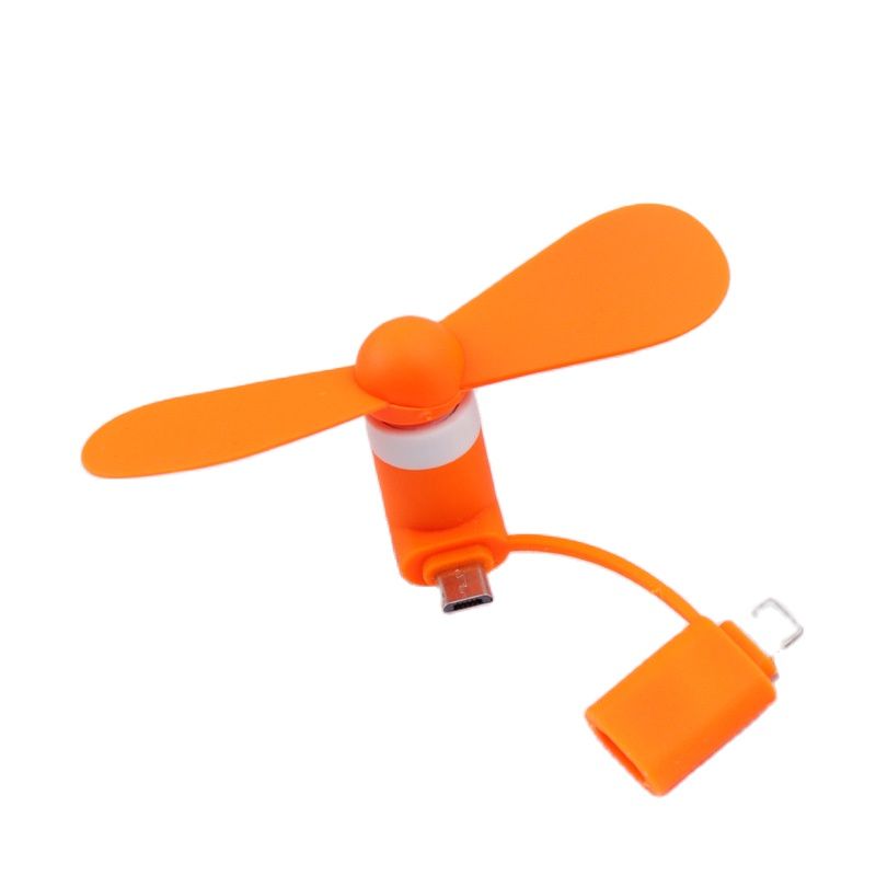 2 IN 1 Reise Tragbare Handy Mini Fan Kühlung Kühler Für iPhone 5 6 6S 7 Plus 8 X für Android Typ-c: Orange