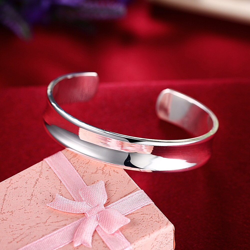 925 sterling silver cuff bangle for women, ladies' wedding party jewelry, bangle cuff, cute, nice round open bracelet