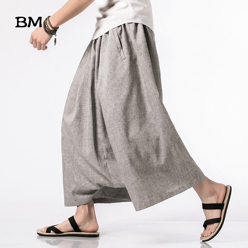 Mannen Laag Kruis Wijde Pijpen Cross Broek Plus Size M-5XL Elastische Taille Effen Kleur Casual Broek Mannelijke Mode Toevallige harem Broek
