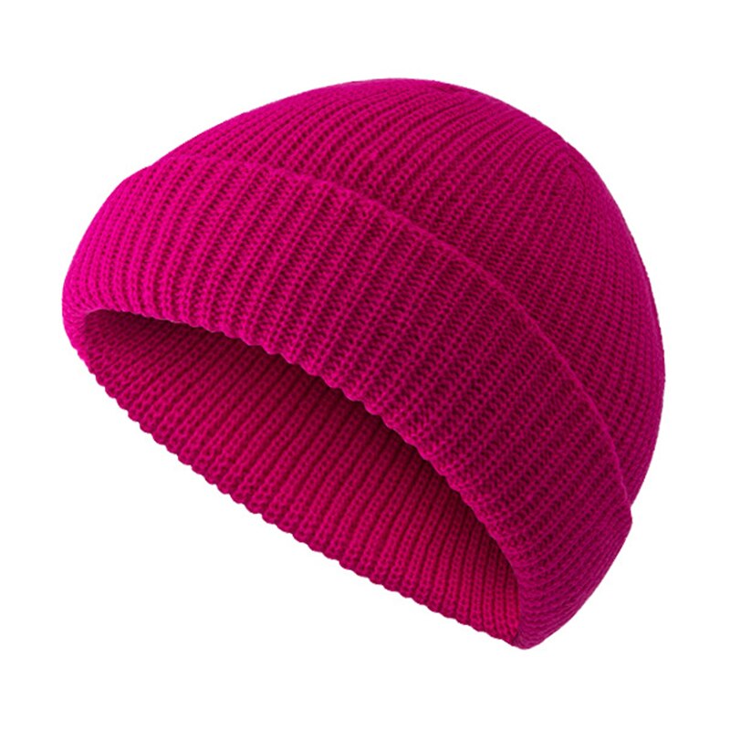 Moda cappello lavorato a maglia Casual corto comodo berretto elastico inverno riscaldamento cappello universale per uomo donna HB88: Rose red