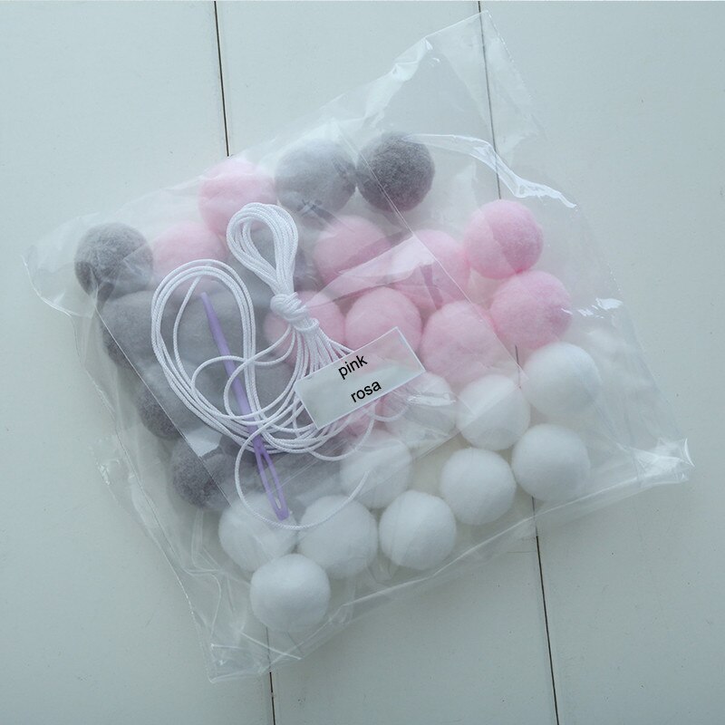 Babyrom dekor babyseng støtfanger dekorasjon stjerner håndlaget macaron farget pels ball låve telt rom dekor tilbehør veggheng: Rosa
