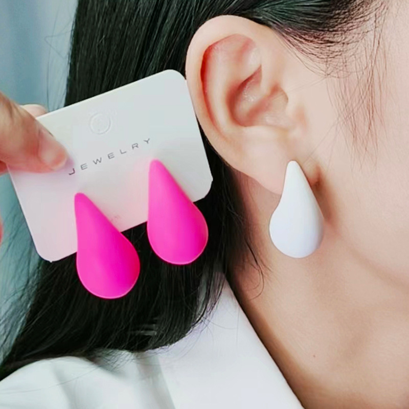 Pendientes colgantes de gota de agua con cúpula gruesa multicolor para mujer y niña, aretes grandes de acrílico con forma de lágrima, joyería ligera para las orejas Dupes