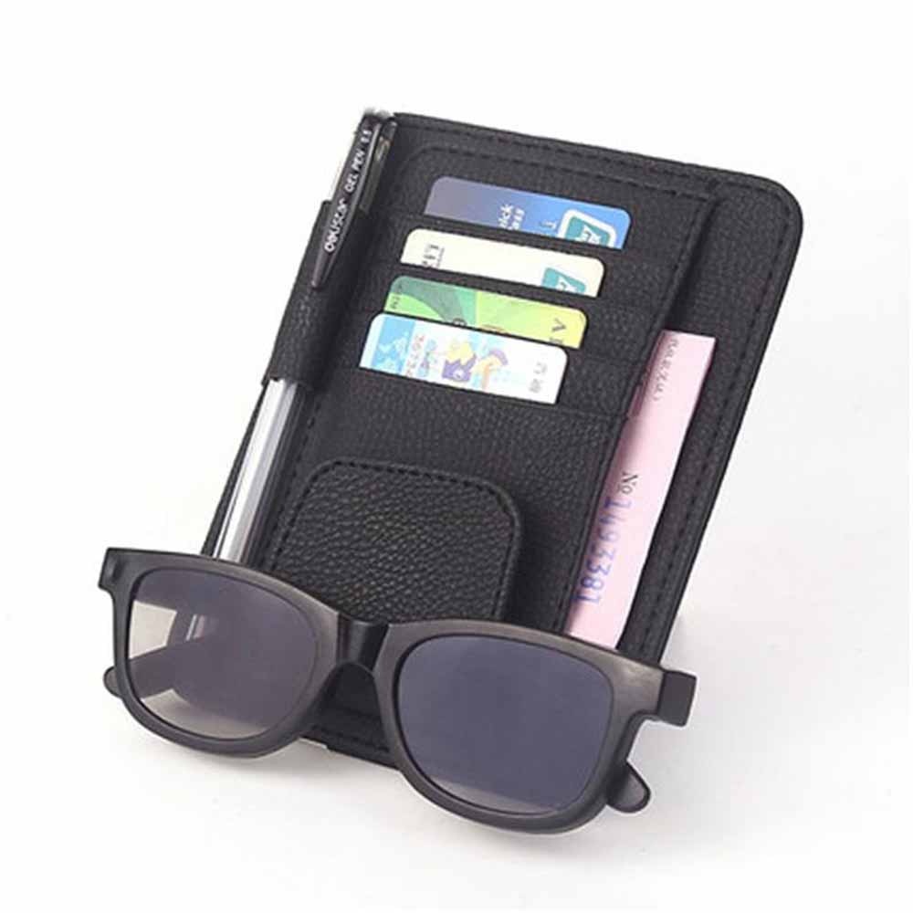 Voiture pare-soleil multifonction PU carte support d'emballage lunettes stockage stylo organisateur voiture sac suspendu Auto accessoires poche noir
