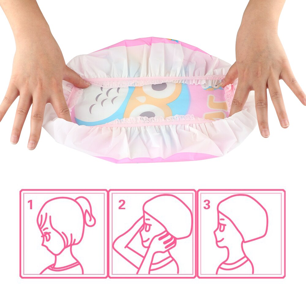 Shower Caps Bathroom Products Waterproof Cute Cartoon Animal Shower Hat Lace Elastic Band Bath Hair Caps Owl Elephant Panda