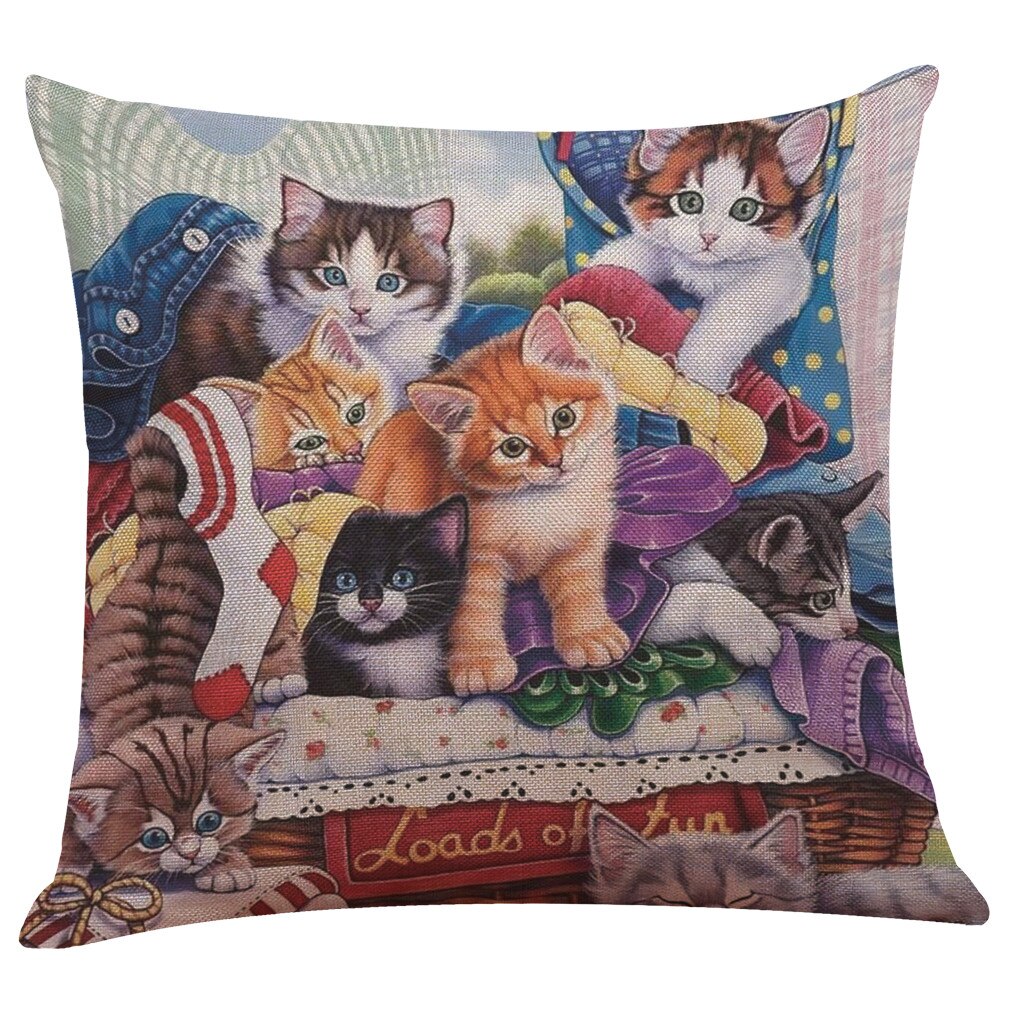 Mignon chat impression housse de coussin Kissen oreillers décoratifs pour canapé-lit maison taie d'oreiller Cojines Decorativos Para Sofá: D