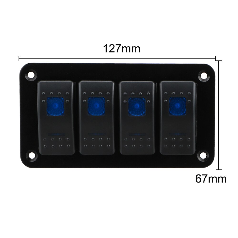4 Gang Car Control Switch Panel LED Light Car Rocker Panel for Car Marine RV Caravan Interior Parts Auto Replacement Parts