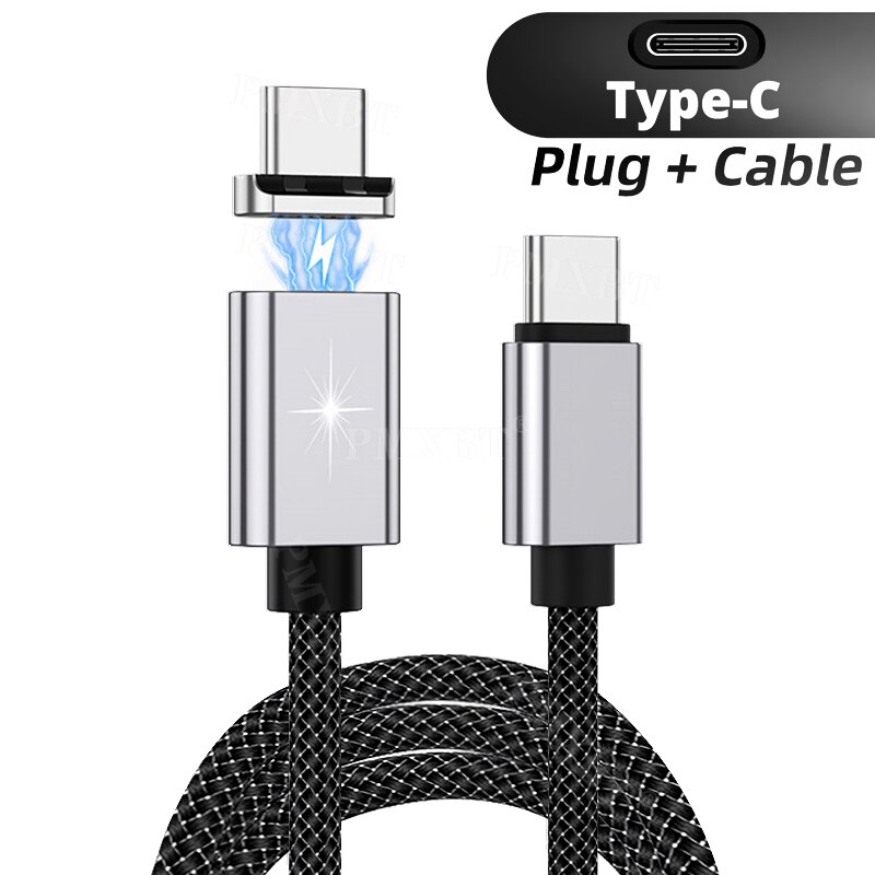 Magnetische USB Typ C PD Kabel Doppel USBC Männlichen Zu Männlichen 5A 100W Super Schnelle Ladung Für Macbook ipad Profi Huawei Typ-C zu USB-C Schnur: Schwarz