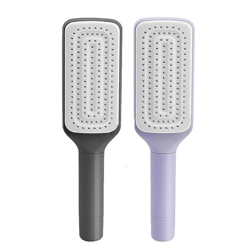 1/2 Stuks Draaibare Zelfreinigende Haarborstel Massage Luchtkussen Kam Magische Intrekbare Zelfreinigende Massage Borstel Telescopische Kam: Rood