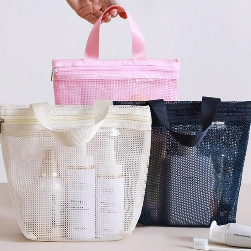 Mesh Makeup Toiletry Storage Bags Handbags Portable Travel Washing Body Shower Tools Organizer Hanging Cosmetic Organizer Pouch