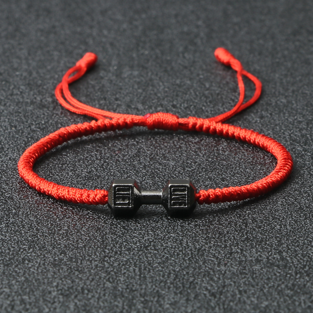 Bracciale intrecciato con ciondolo con manubri energetici Bracciale regolabile in corda di nylon fatto a mano da donna Preghiera Coppia Bracciale Gioielli Regalo Moda