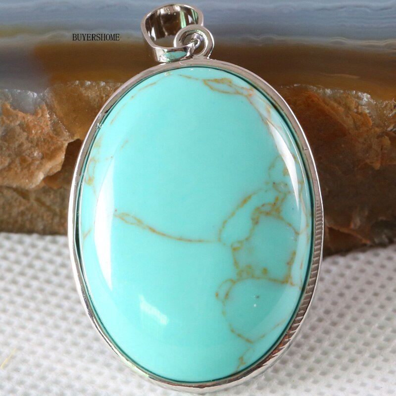 Natural oval cabochon bead green howlite pendant for necklace for men women jewelry  k687: Default Title