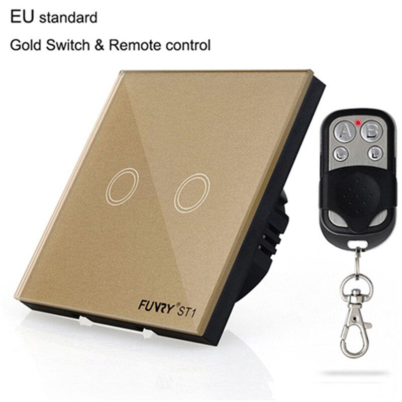 EU Wall Switch Touch Switch Sensor Switch ST1 2Gang Smart Remote Control Luxury Crystal Glass Panel Surface Waterproof RF 433MHz