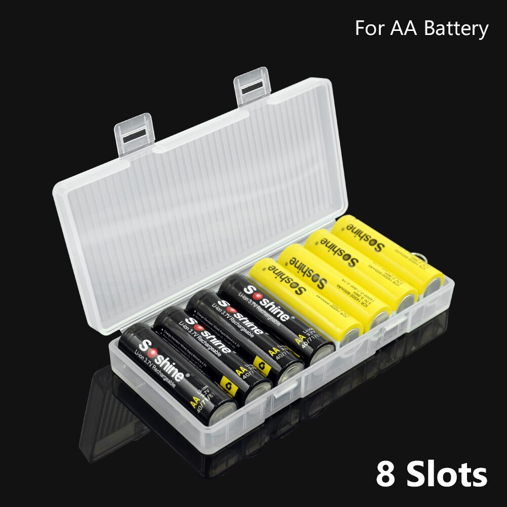 Aufbewahrungsbox für aaa/aaa-batterien, hartplastik, halbtransparent, mit clips für 2/4/8x aaa/aaa-batterien, wiederaufladbar: 8x aa