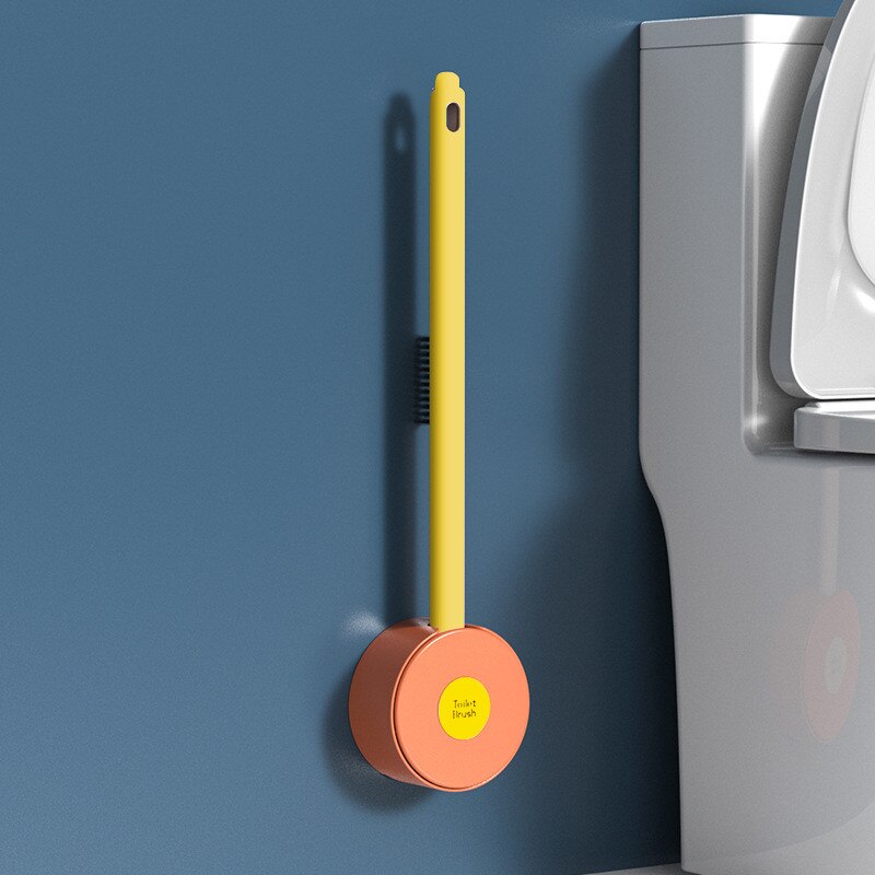 Silikon Wc Pinsel Startseite Wc Sauberen Pinsel Zauberstab Montiert Wc Reinigung Werkzeuge Mit 2 Bürsten WC Schlecht Zubehör: Gelb