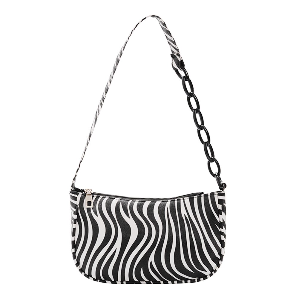 Kvindelig læder underarm skuldertaske zebra print kvinder håndtaske totes populær enkel kvindelig daglig taske: -en