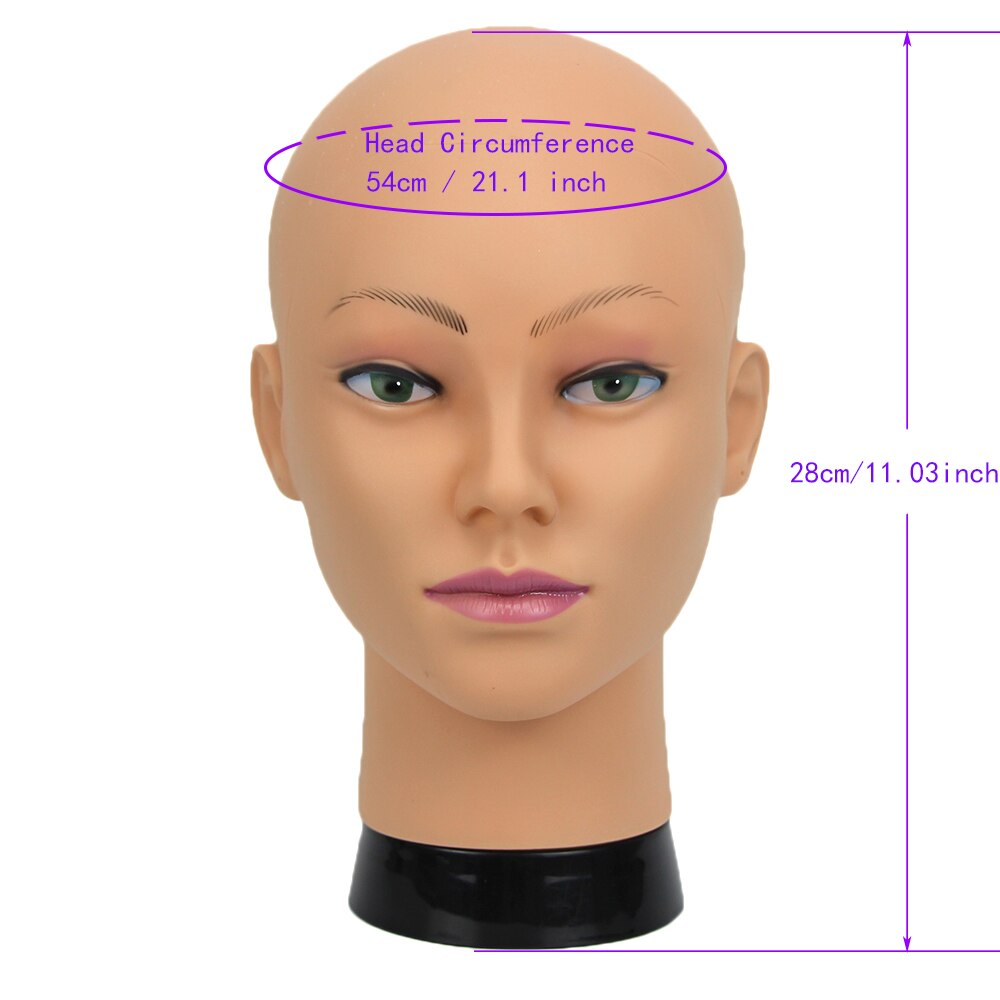 Cabeza de maniquí calvo con hombro, cabeza de maniquí femenino para peluca, sombrero, exhibición de cosmetología, cabeza de maniquí para práctica de maquillaje: Head F