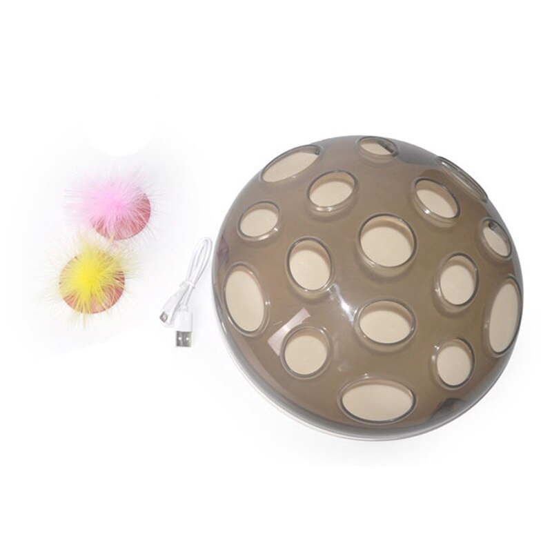 Interactive Electric Turntable Funny Toys For Cats Feather Teaser Rechargeable Maglev Bouncing Catching Kat Game Complexes