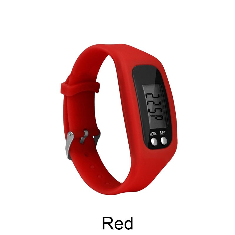 Smart klocka stegräknare löpning sport armband tracker steg pulsmätare räknare promenader fitness armband armband: Röd