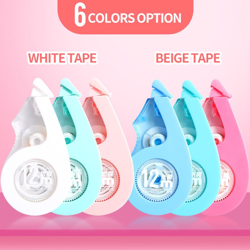 12PCS M&amp;G 144m Roller Big Capacity White/Beige Correct Belt Correction Tape Student Office School Stationery Supplies