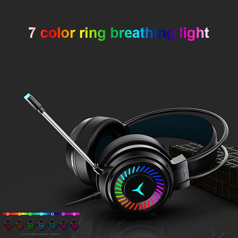 1pc Gaming Headsets Gamer Headphones Surround Sound Stereo Wired Earphones USB Microphone Colourful Light PC Laptop Game Headset