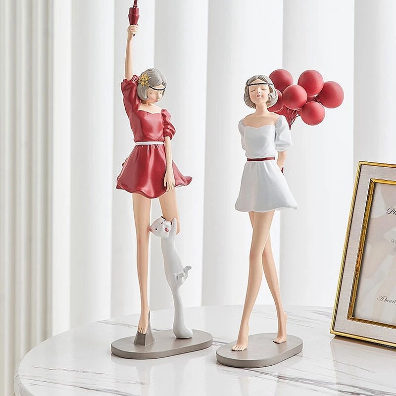 Sculpture de ballon nordique en résine pour fille, ornement pour salon, chambre à coucher, décoration artisanale de bureau
